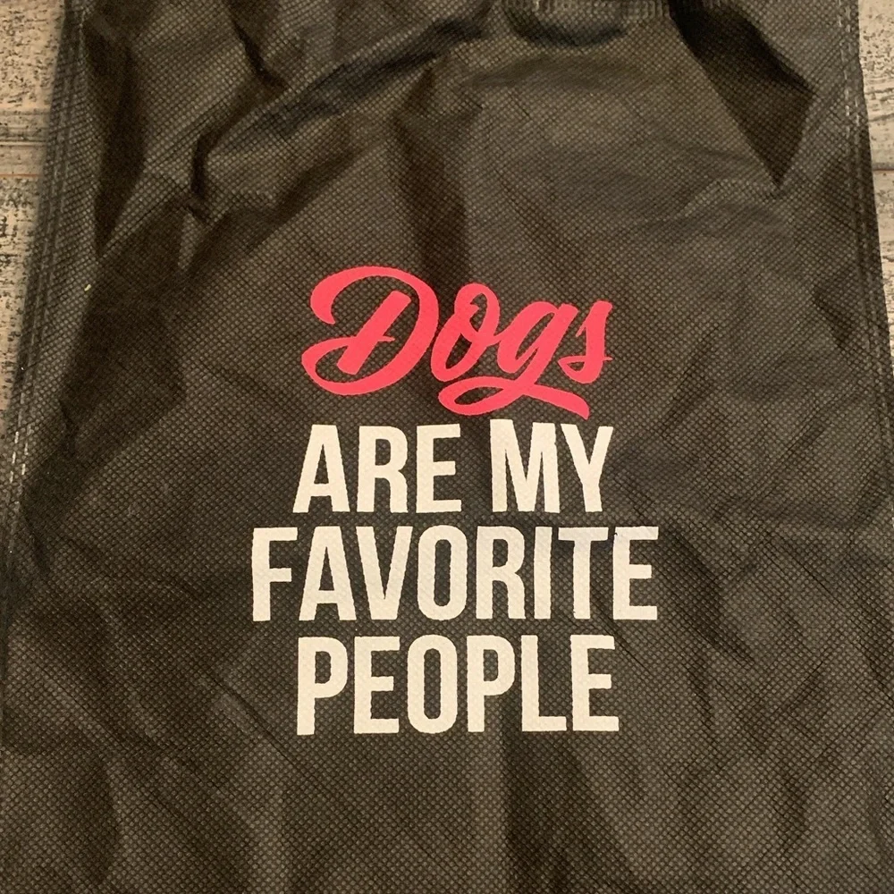 Dogs Are My Favorite People Bag, 12”x9” Black, Pink, White Color, NWOT